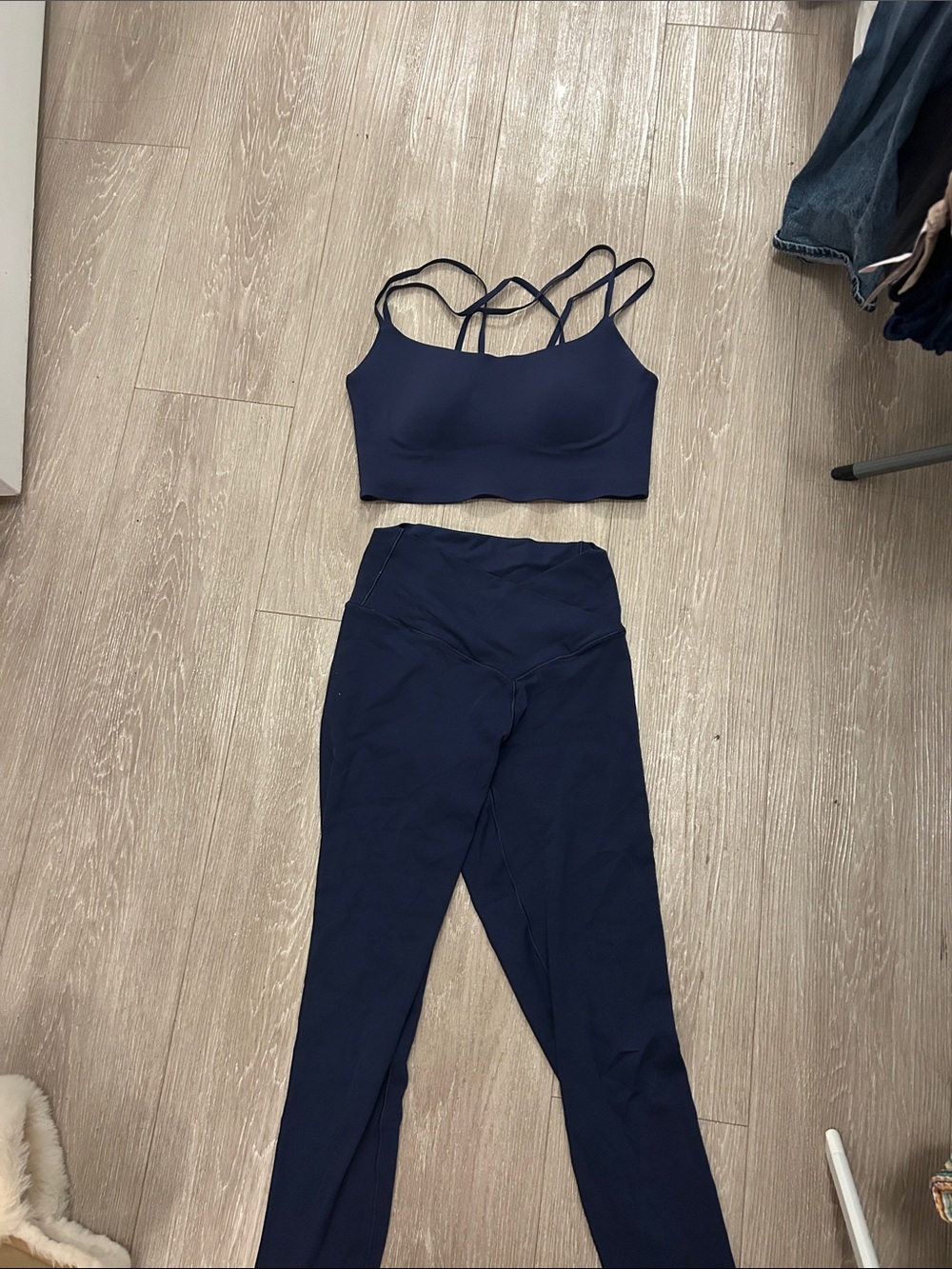 Women’s Navy High-Waist Leggings & Strappy Sports Bra Set